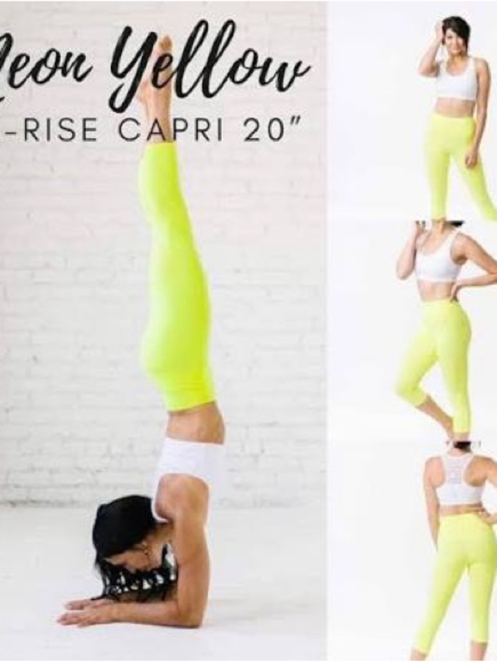 Zyia Neon Yellow Ascend High-Rise Capri 20” Leggings Size 6-8